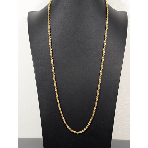 Vintage Gold Tone Rope Chain Long Necklace Classic Layering Statement 30 in - Picture 1 of 9